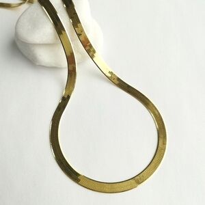 4.5mm thick 14k Gold Over Sterling Silver 16" Herringbone necklace snake chain